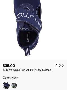 Nau Kids' Navy Velcro Water Shoetoddler water shoes